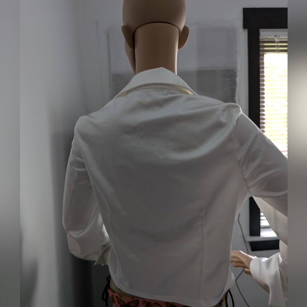 SHEIN White Blazer Satin Finish Tailored Fit - Picture 2 of 10